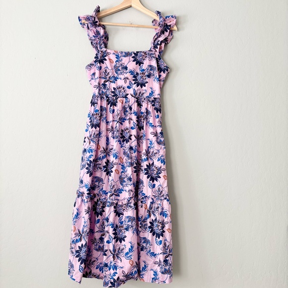 J. Crew Dresses & Skirts - SOLD!!!!!! CREW Purple Lavender Floral Ruffle Strap Midi Dress